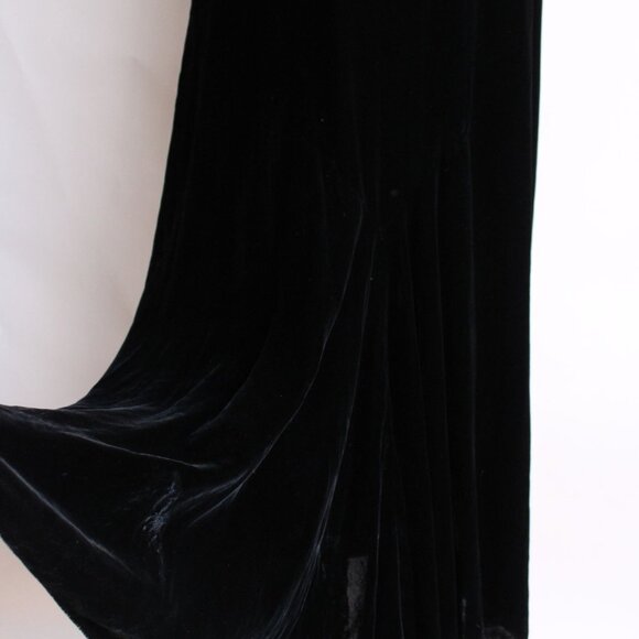 Vintage 1930s Dress, Kiviette Black Silk Velvet Rare Full Length Gown, Couture - Picture 5 of 13